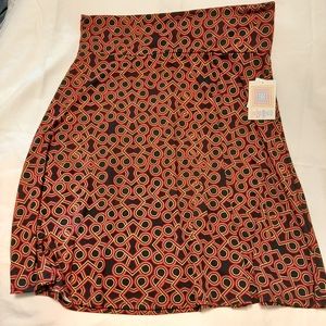 Lularoe Azure Black & Yellow Pattern Skirt 3XL NWT